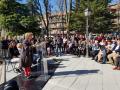 12/03/2019 - María Luisa Carcedo durante el homenaje a las víctimas del Síndrome Tóxico en Villa de Vallecas (Madrid)